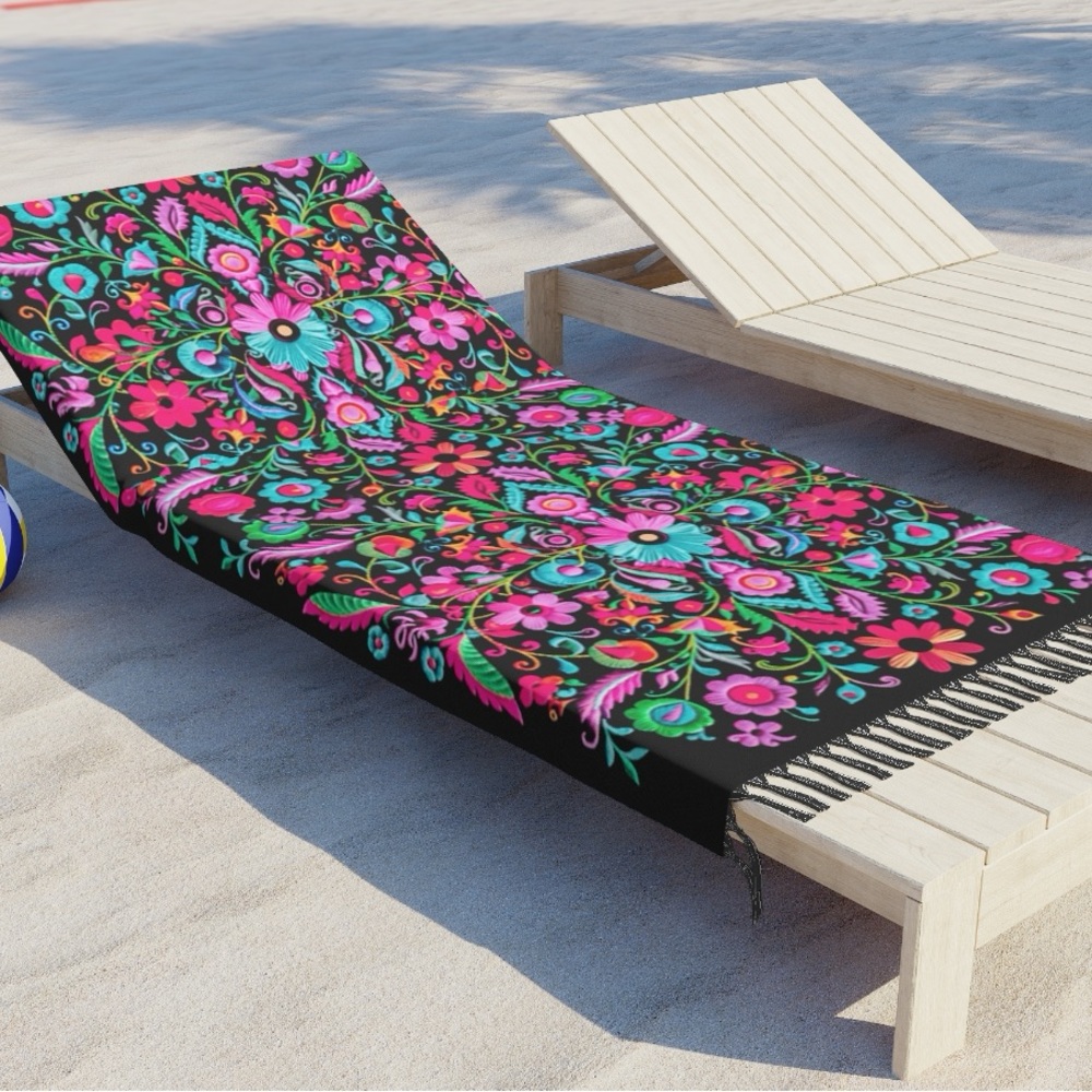 sand free beach blanket resort towel Bamba floral Serape striped Black splash
